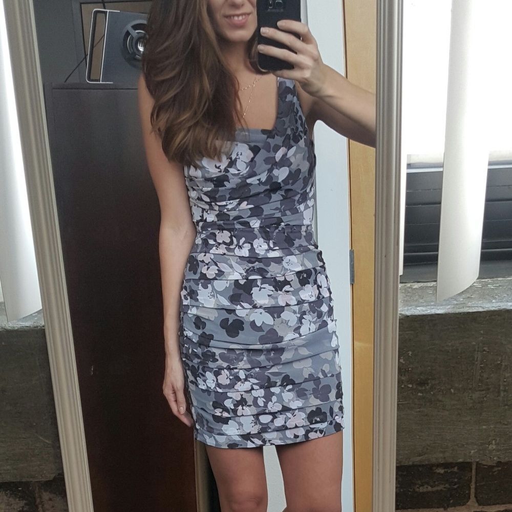 NWT Ruched Floral Mini Dress